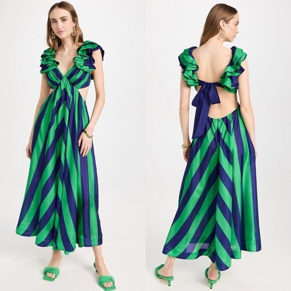 Zimmermann Tiggy Frill Shoulder silk Maxi Dress US6(Zimmermann 2) - Picture 3 of 16